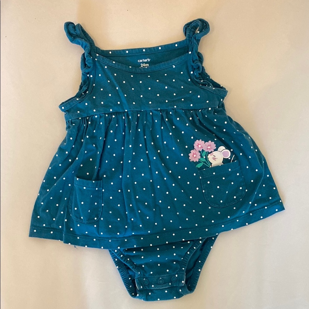 Carter's Blue and White One Piece Diaper Cover